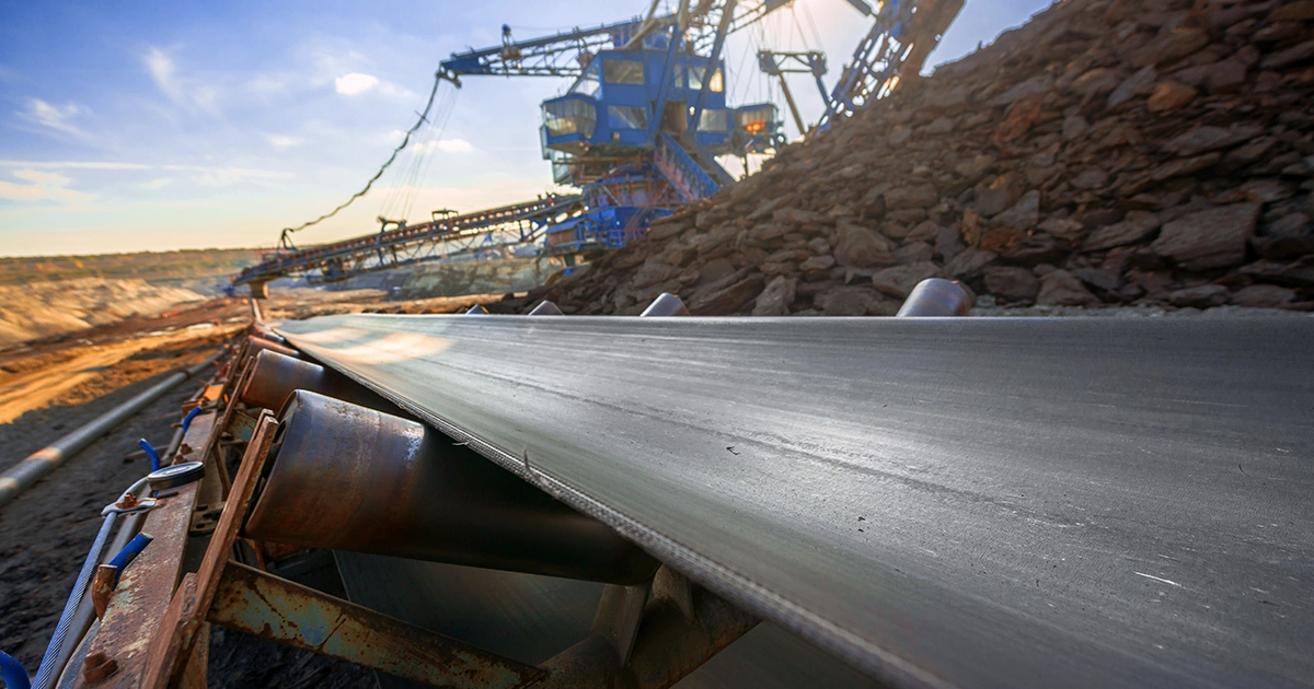 Motor-powered conveyor belt at a major mining operation in Australia, transporting the raw materials to the facilities.